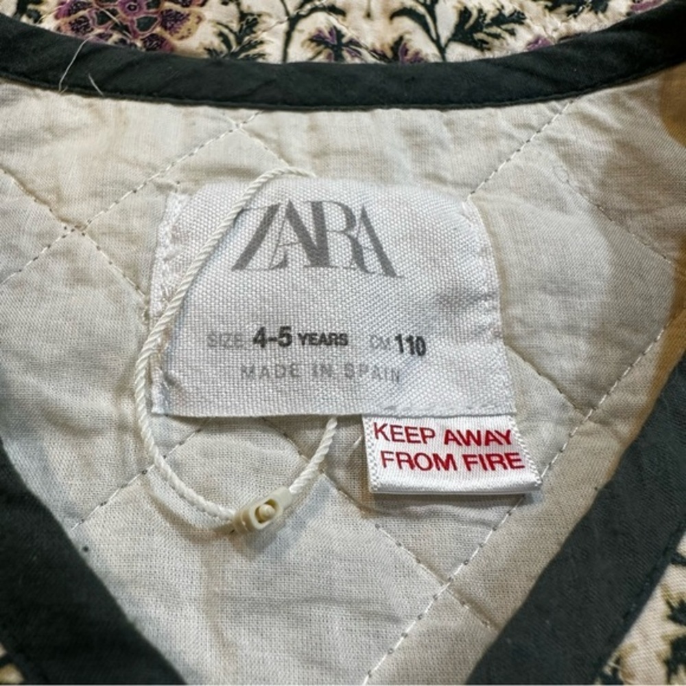 ZARA KIDS FLORAL PRINT QUILT VEST Green‎ Size 4-5Y NWOT - Picture 9 of 10